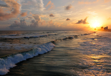 view of ocean at sunset